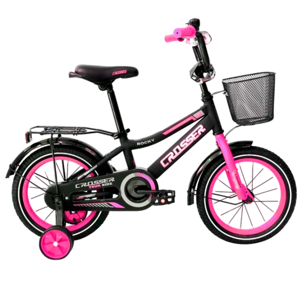 Bicicletă Crosser C13 14" Pink Black Oțel / Pentru copii photo 5