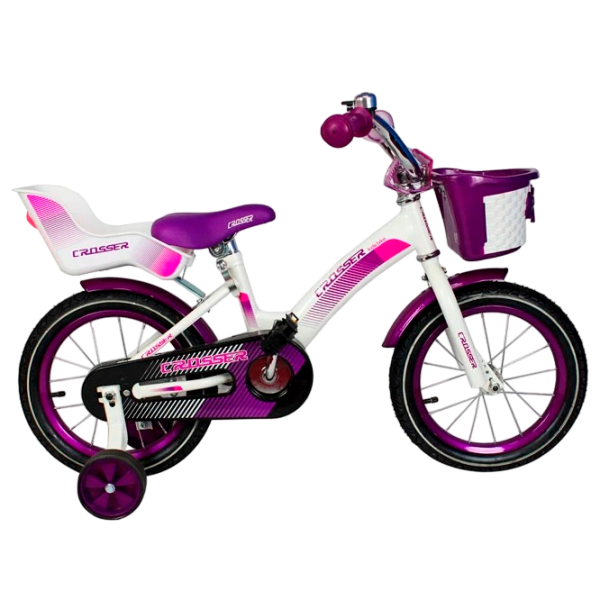 Bicicletă Crosser C3 14" Violet White Oțel / Pentru copii photo 5