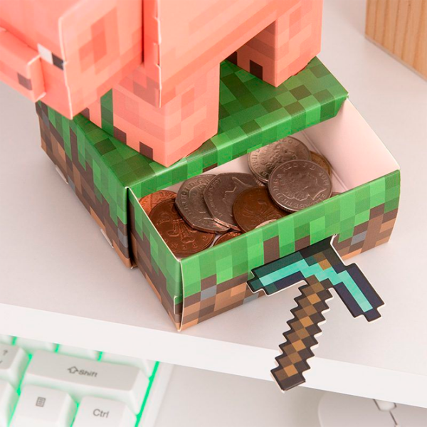  Pușculiță Paladone Pig Build Your Own Money Box Kit PP14535MCF Pink Minecraft photo 3