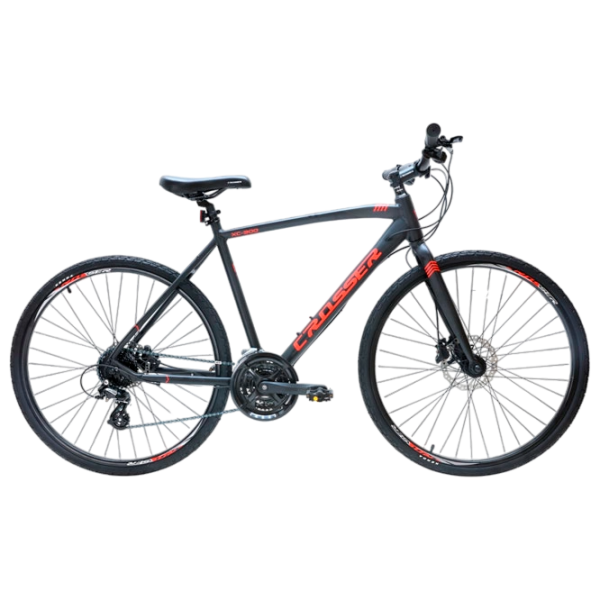 Bicicletă Crosser HYBRID 700C 21" 24" Black Red Aluminiu / Pentru adulți photo 5