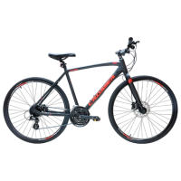 Bicicletă Crosser HYBRID 700C 21" 24" Black Red Aluminiu / Pentru adulți