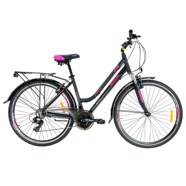 Bicicletă Crosser CITY 700C 28" 18" Pink Black Aluminiu / Pentru adulți photo 5