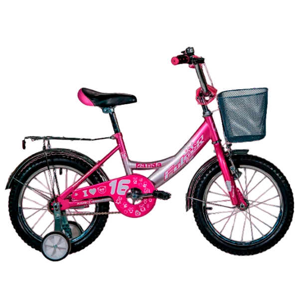 Bicicletă Fulger Panda 16" 9.5" Pink Silver Oțel / Pentru copii photo 5