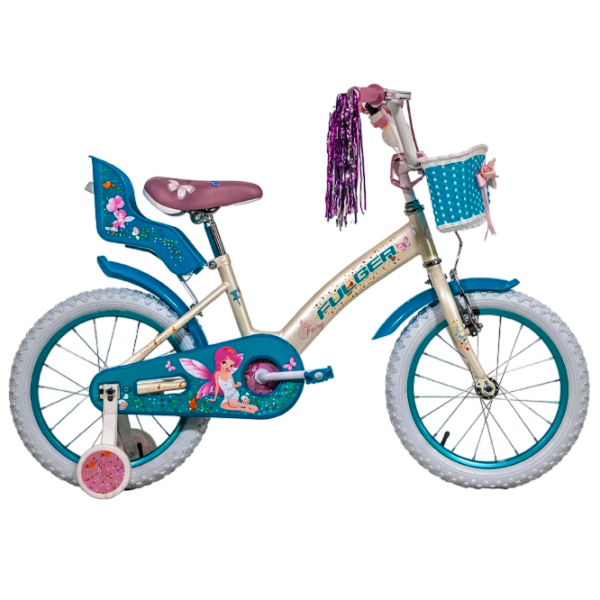 Bicicletă Fulger Fairy 16" 9.5" Blue White Oțel / Pentru copii photo 5
