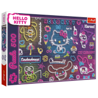 Puzzle Trefl Neon Hello Kitty (37523) Numărul de piese: 500, Vârsta recomandată: 10+