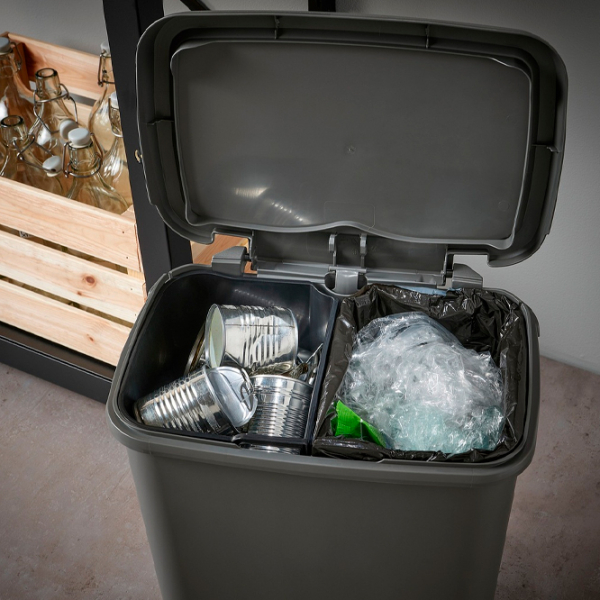 Coș de gunoi Ikea Knockla Dark Gray Plastic, 25l photo 3