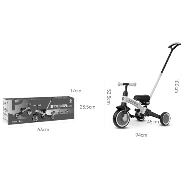 Triciclu Qplay Stager 3 in 1 Green  Metal / Pentru copii photo 6