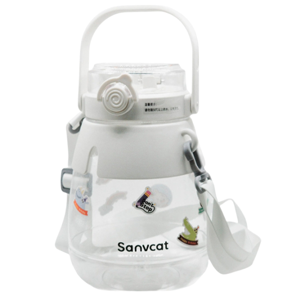 Sticlă pentru apă Sanvcat Double Drink Tiritan Sports Pot Belly Cup White 1.3l photo 2
