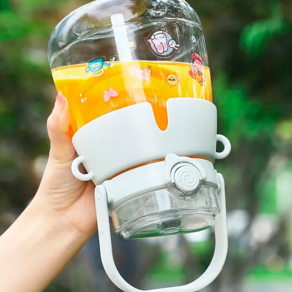 Sticlă pentru apă Sanvcat Double Drink Tiritan Sports Pot Belly Cup White 1.3l photo 7