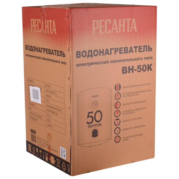 Бойлер Resanta ВН-50K Белый 1500 Вт, 50 л, «Мокрый», Эмаль photo 7