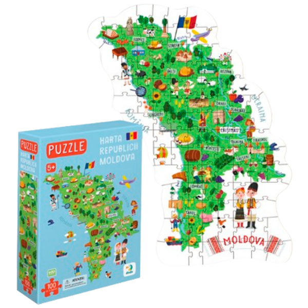 Puzzle DoDo Карта Молдовы (300634) Количество деталей: 100, Рекомендуемый возраст: 1+ photo 1