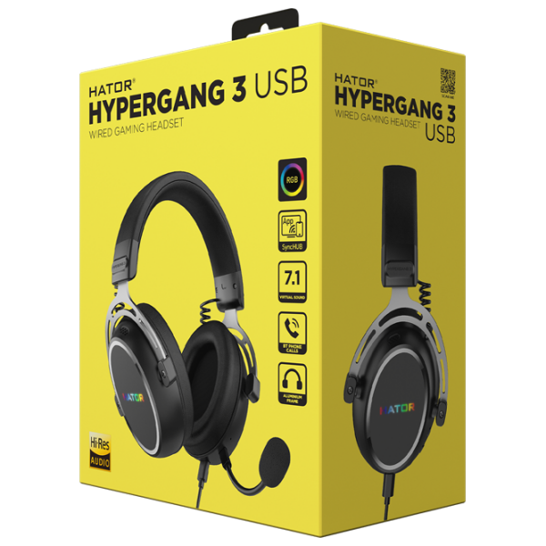 Căști Hator Hypergang 3 USB Black Cu fir / Gaming / Over the ear photo 6