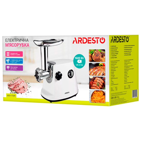 Mașină de tocat carne Ardesto MGL-1750R White 550 W/1700 W, 1.6 kg/min photo 9