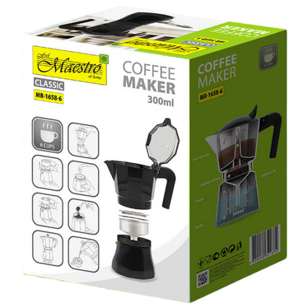 Cafetieră gheizer Maestro Mr-1658-6
Black 0.3l, Aluminiu photo 4