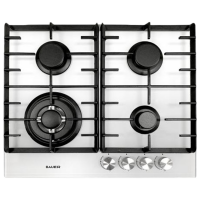 Plită încorporabilă pe gaz Bauer GH-604 BG03W White Sticlă călită, Gratare: Fontă