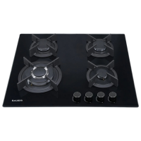 Plită încorporabilă pe gaz Bauer GH-604BG04 Black Sticlă călită, Gratare: Fontă