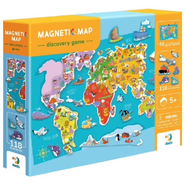 Joc educativ DoDo World Map Magnetic , 3+ photo 1