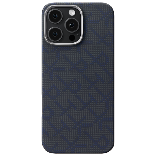 Чехол для смартфона Apple iPhone 16 Pro Max (Monogram Tactile Woven) Синий Черный Pitaka, PC, MagSafe Back photo 1
