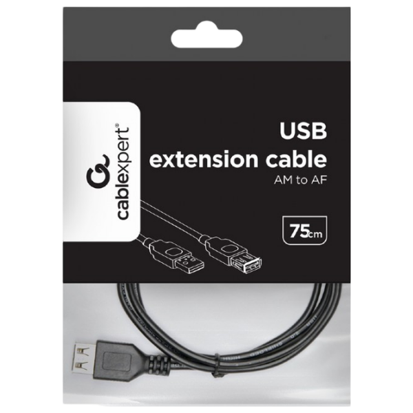 Cablu de date Cablexpert CC-USB2-AMAF-75CM/300-BK USB Type-A / USB Type-A Black  photo 4