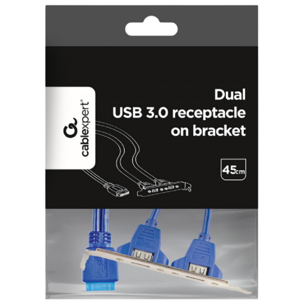 Кабель данных Cablexpert CC-USB3-RECEPTACLE 20 pin / USB Type-A Синий  photo 4