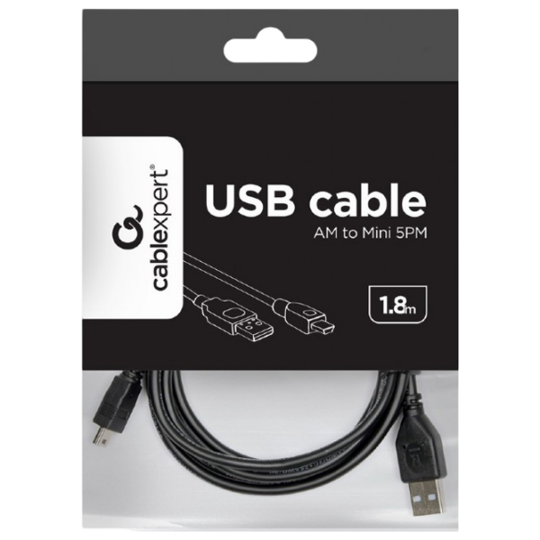 Кабель данных Cablexpert CCP-USB2-AM5P-6 USB Type-A / mini USB Черный  photo 2