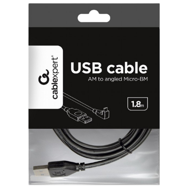 Кабель данных Cablexpert CCP-mUSB2-AMBM90-6 USB Type-A / microUSB Черный  photo 4