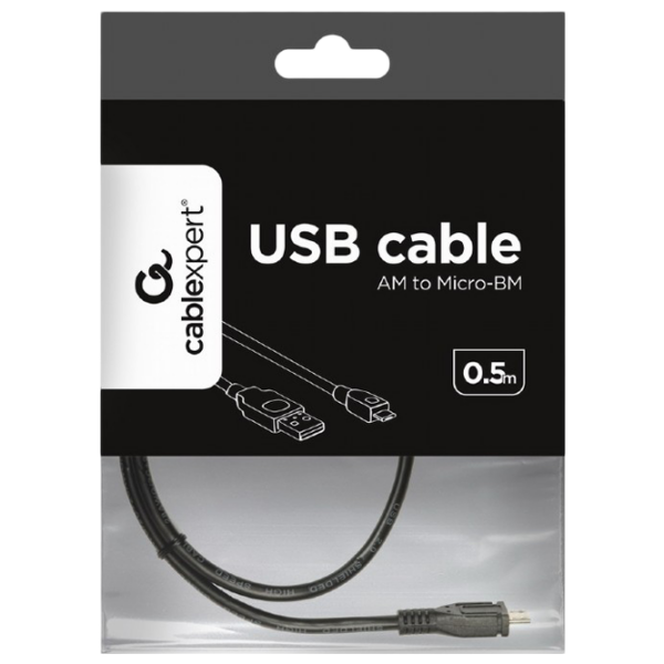 Кабель данных Gembird CCP-mUSB2-AMBM-0.5M USB Type-A / microUSB Черный  photo 3