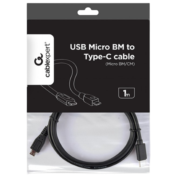 Кабель данных Cablexpert CCP-USB2-mBMCM-1M USB Type-C / microUSB Черный  photo 4