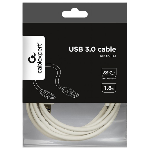 Кабель данных Cablexpert CCP-USB3-AMCM-6-W USB Type-C / USB Type-A Белый  photo 3