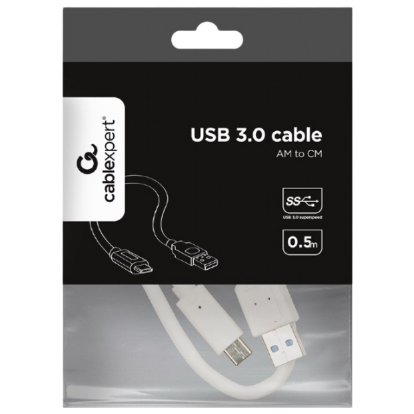 Кабель данных Cablexpert CCP-USB3-AMCM-W-0.5M USB Type-C / USB Type-A Белый  photo 2