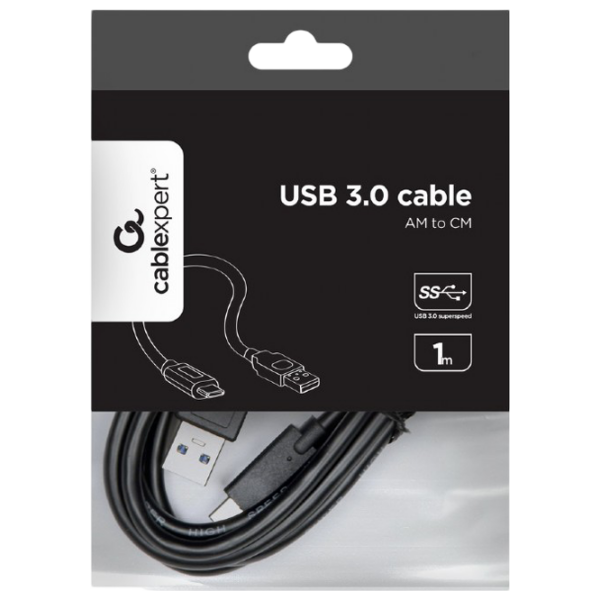 Кабель данных Cablexpert CCP-USB3-AMCM-1M USB Type-C / USB Type-A Черный  photo 4