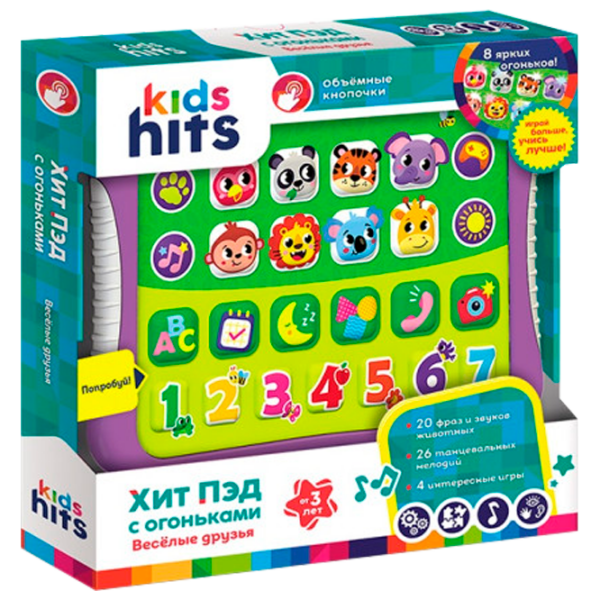 Интерактивная игрушка Kids Hits Планшет Веселые друзья KH01/010 Фиолетовый Для детей, 3+ photo 1
