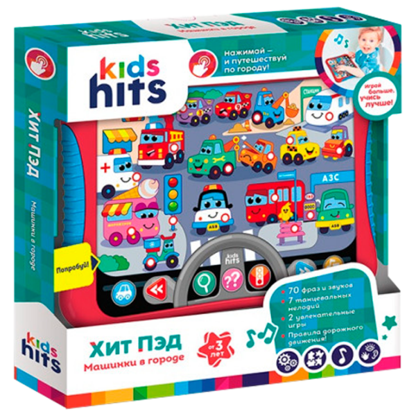 Интерактивная игрушка Kids Hits Планшет Машинки в городе KH01/008 Красный Для детей, 3+ photo 1