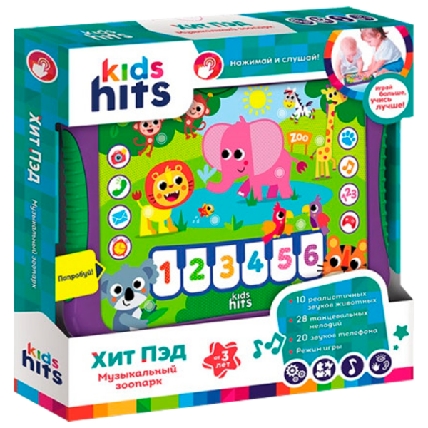 Интерактивная игрушка Kids Hits Планшет Музыкальный зоопарк KH01/005 Фиолетовый Для детей, 3+ photo 1