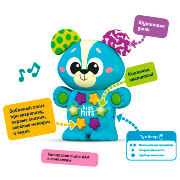 Интерактивная игрушка Kids Hits Babies Музыкальный щенок KH09/002 Синий Для детей, 2+ photo 3