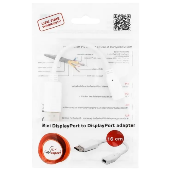 Adaptor Cablexpert A-mDPF-DPM-001-W White DisplayPort photo 3