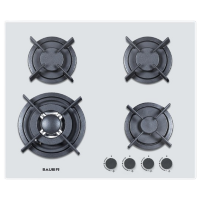 Plită încorporabilă pe gaz Bauer GH-604BG04W White Sticlă călită, Gratare: Fontă