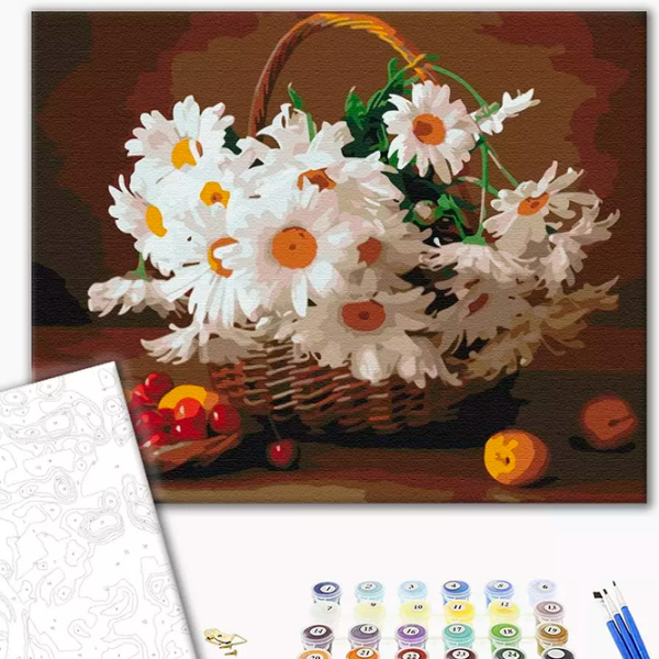 Pictură pe numere BrushMe Margarete de câmp BS29376 50 x 40 cm, Pânză photo 2