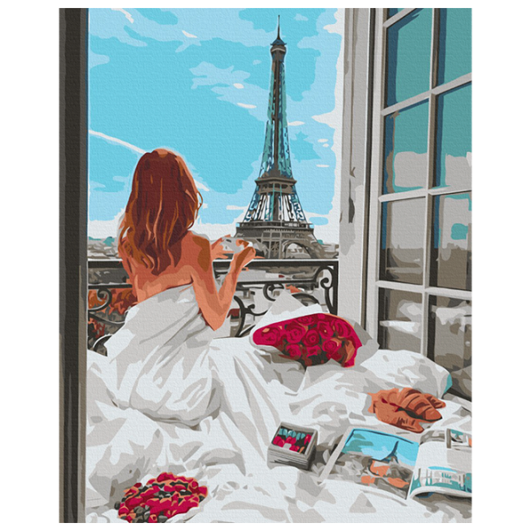 Pictură pe numere BrushMe Dimineața în Paris BS51628 50 x 40 cm, Pânză photo 1