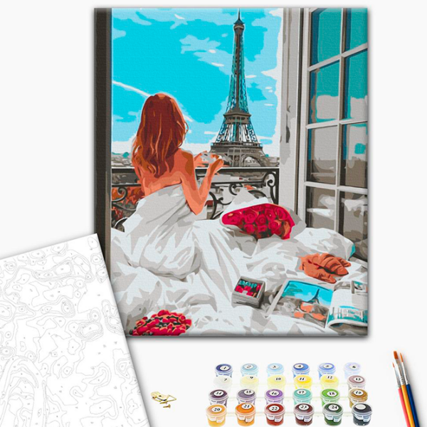 Pictură pe numere BrushMe Dimineața în Paris BS51628 50 x 40 cm, Pânză photo 2
