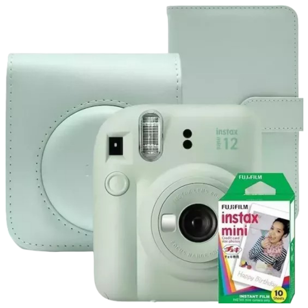 Cameră foto FujiFilm Instax Mini 12 + Film Mini Case + Body Kit Green , , f/12.7 photo 1