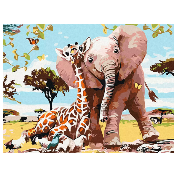 Pictură pe numere BrushMe Prieteni drăguți RBS8895FC 40 x 30 cm, Pânză photo 1