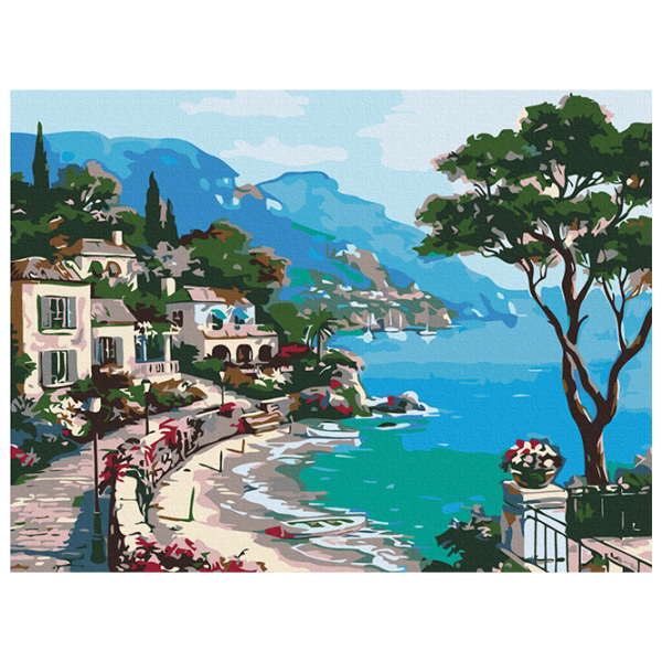 Pictură pe numere BrushMe Coasta Italiei RBS51971FC 40 x 30 cm, Pânză photo 1