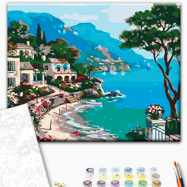 Pictură pe numere BrushMe Coasta Italiei RBS51971FC 40 x 30 cm, Pânză photo 3