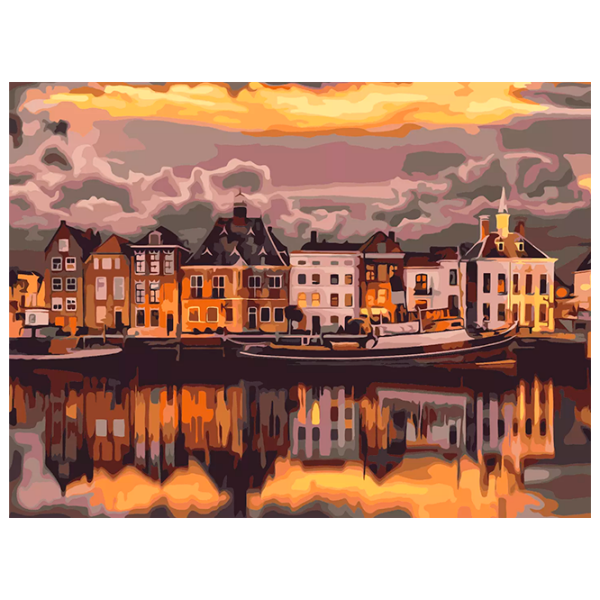 Pictură pe numere BrushMe Seara în Stockholm RBS24413FC 40 x 30 cm, Pânză photo 1