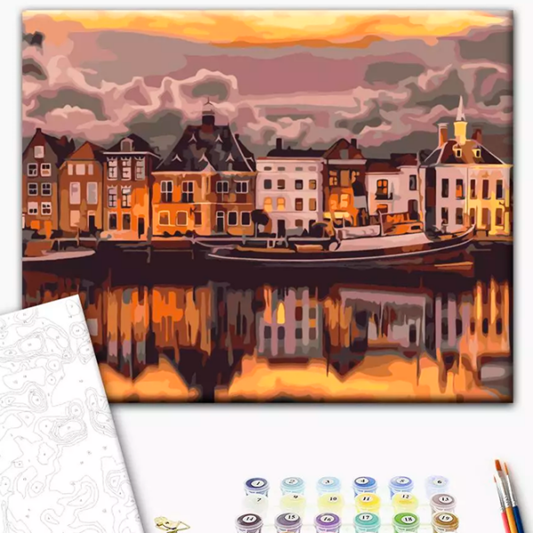 Pictură pe numere BrushMe Seara în Stockholm RBS24413FC 40 x 30 cm, Pânză photo 2