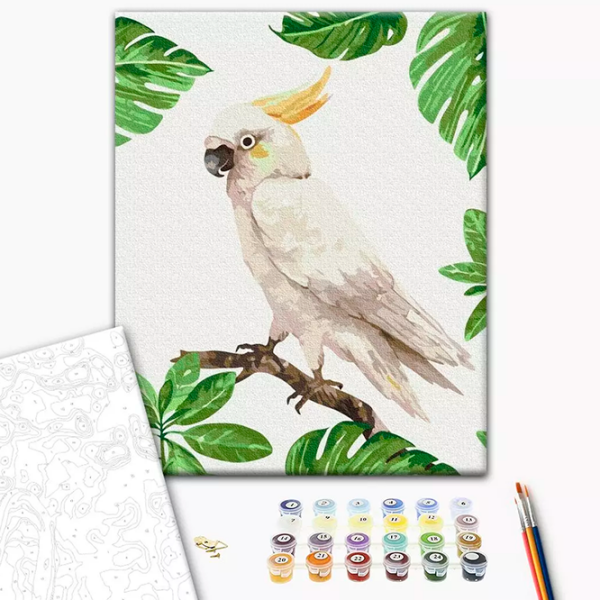 Pictură pe numere BrushMe Cacatua alb RBS1004FC 40 x 30 cm, Pânză photo 3