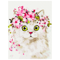 Pictură pe numere BrushMe Pisicuța surprinsă RBS51840FC  40 x 30 cm, Pânză
