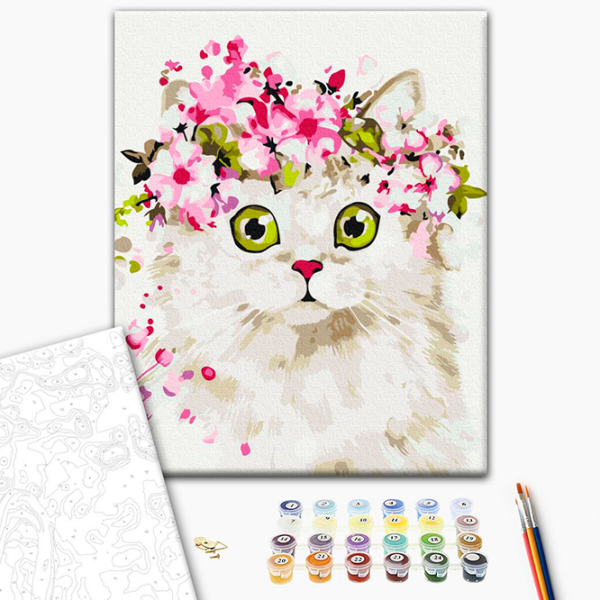 Pictură pe numere BrushMe Pisicuța surprinsă RBS51840FC  40 x 30 cm, Pânză photo 3