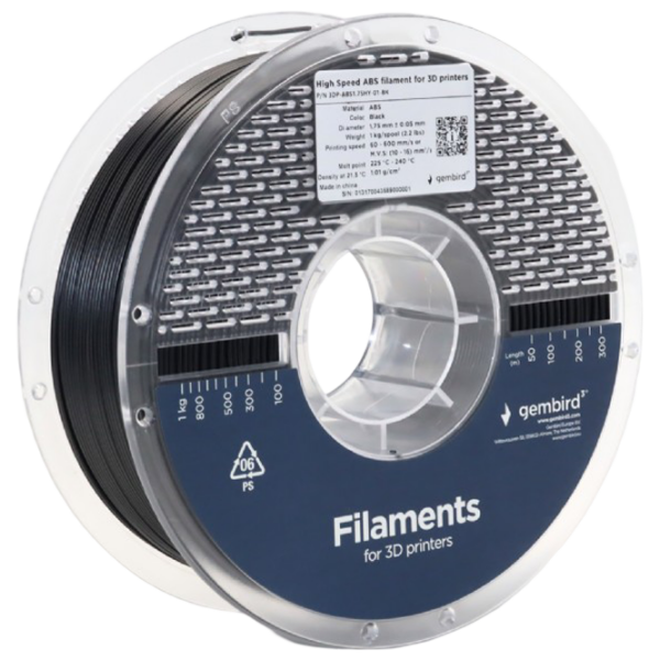 Филамент Gembird 3DP-ABS1.75HY-01-BK Черный  photo 1